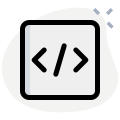 Software programming language with brackets and slash logotype icon