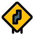 Shape curve turn right side road side warning signboard icon