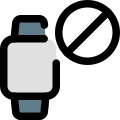 Smartwatch blocked with crossed sign isolated on white backgsquare, icon