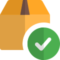 Verified quality tick mark on delivery box icon