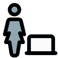 Remote working businesswoman from home on laptop icon