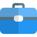 Business suitcase with the handle isolated on a white background icon