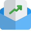Line chart report send in mail post in an office envelope icon