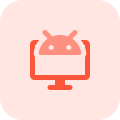 Computer connected Android software isolated on a white background icon