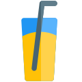 Glass of water with a straw served to kids icon