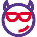 Cool evil with horns wearing sunshade emoticon icon