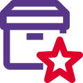 Delivery Box shipping with star on online portal icon