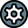 Setting cog wheel menu option isolated in while background icon