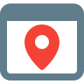 Location pinpoint logotype isolated on a web browser icon