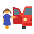 Girl and car icon