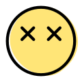 Dead emoticon with eyes crossed resembling dead emoji icon