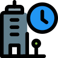 Corporate building office punctual timing standard the clock Logotype icon