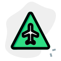 Triangular shape sign board with airplane logotype icon