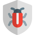 Shield against system software bug logotype layout icon