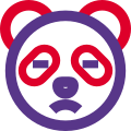 Sad face pictorial representation panda emoji for chat icon