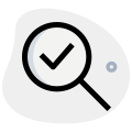 Search content with magnification glass and checkmark icon