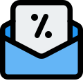 Mail earning pecentage earned in an envelope icon