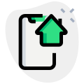 Smartphone with internet connected home controlled application layout icon