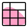 Square cell block with horizontal layout design icon