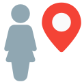 Remote location of the businesswoman for tracking icon