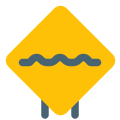 Rough road ahead with multiple bumps traffic board icon