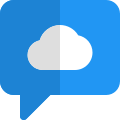 Customer support of cloud storage provider with chat bubble icon