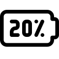 Twenty percent phone battery charging level layout icon