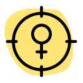 Female candidate to be hired - crosshair target icon