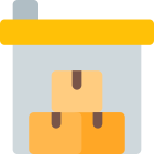 Industrial grade warehouse for material boxes storage icon