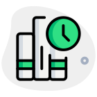 Time duration clock with a series of book isolated on a white background icon