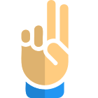 Two fingers up gesture isolated on a white background icon