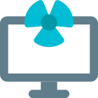 Computer monitoring nuclear energy power plant layout icon