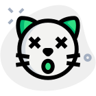Confused cat facial expression with eyes crossed and open mouth emoticons icon