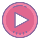 Botão "Play" dentro de um círculo icon