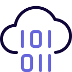 Binary programming on a cloud server network isolated on a white background icon