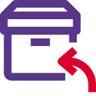 Reply arrow on the delivery box logistic icon