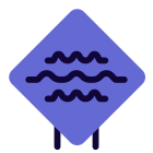 Big waves warning on a sign board layout icon