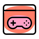 Online computer games with joystrick logotype layout icon