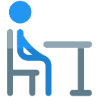 Class room for student studying while sitting on chair icon