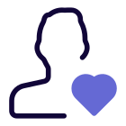 Favorite user profile picture with heart logotype icon