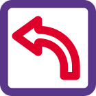 Turn left sign for traffic direction layout icon