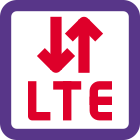 LTE mobile connectivity with up and down arrows for data transfer icon