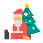 Papai Noel senta-se sob a árvore de Natal icon