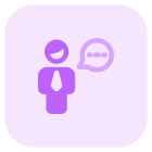 Businessman chatting with customer support executive agent icon