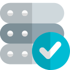 Server checked for database entries with tick mark logo type icon