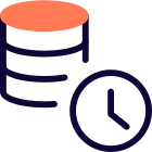 Database in process with delay times and queue icon