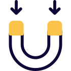 U shaped magnet with strong point poles icon