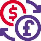 Dollar to euro money exchange service, forex exchange icon