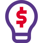 Money idea with a dollar sign on lighting bulb icon