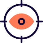 Live target of audience for web traffic with eye on crosshair icon